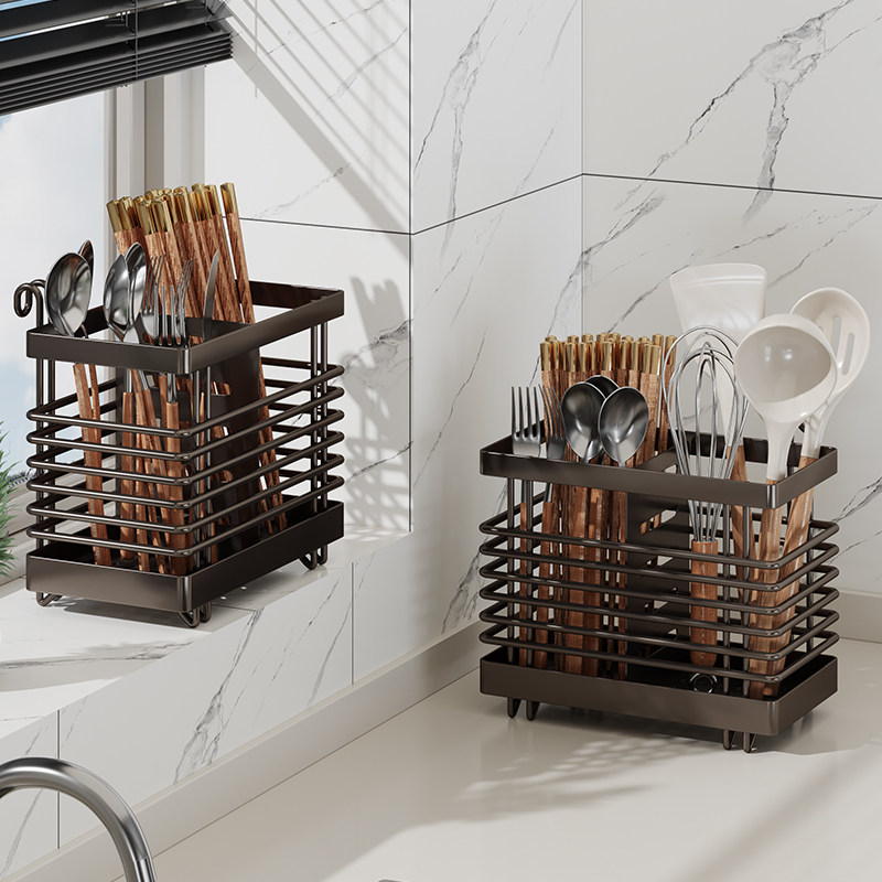 筷子收纳盒壁挂式筷子筒勺子沥水