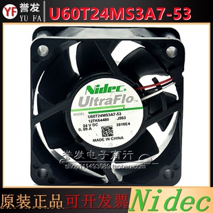 6cm 全新日本Nidec 6025 U60T24MS3A7 24V0.09A變頻器散熱風(fēng)扇