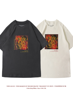 TNPE百搭夏季圆领原创情侣宽松休闲深灰白色男女创意潮流t恤短袖