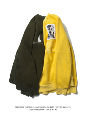 TNPEHELENA ALMEIDA PRINTING SWEATER黄色绿色印花卫衣上衣加绒
