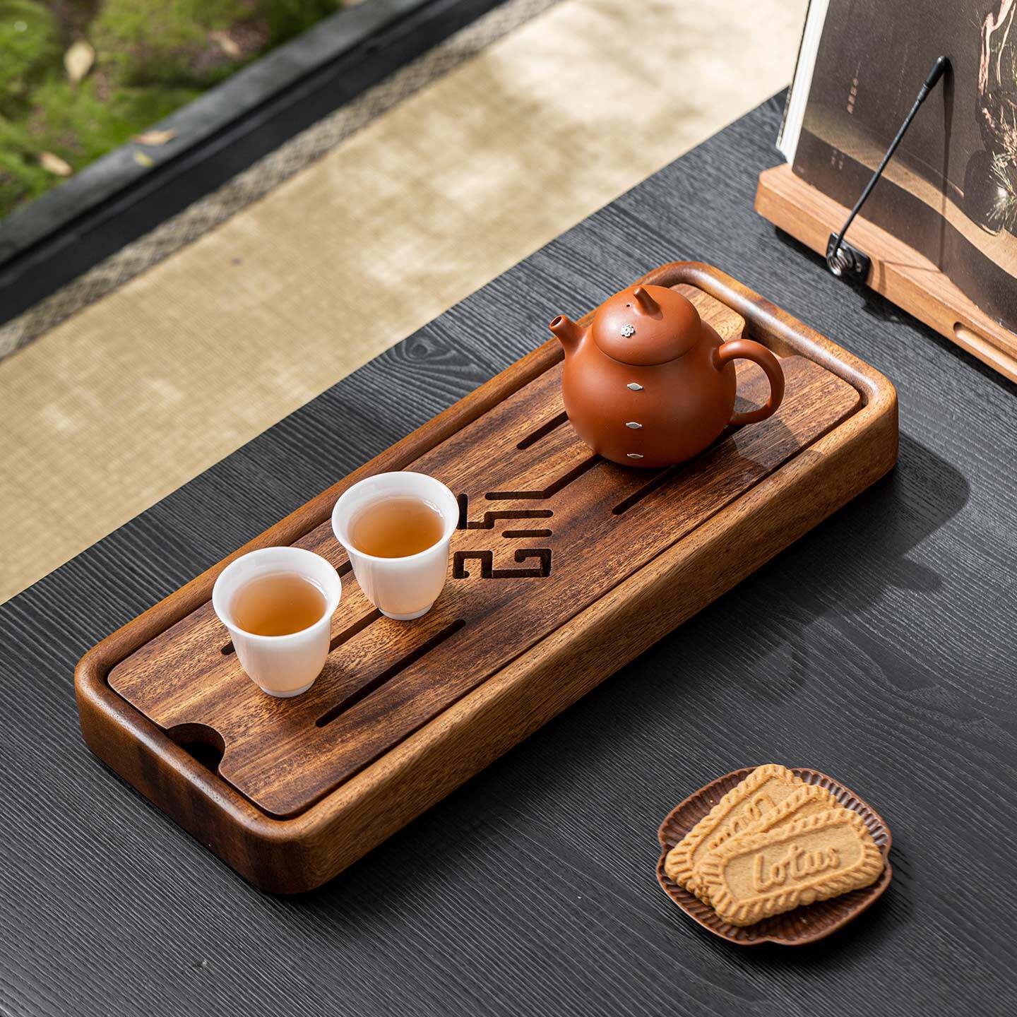 实木茶盘家用小型干泡茶台办公室用一人储水茶托盘胡桃木茶具托盘