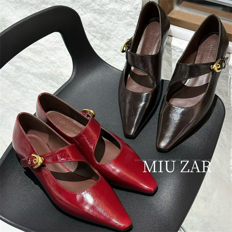 妙莎MIUZAR女鞋2026秋季新款小方头玛丽珍单鞋搭扣坡跟瓢鞋大牌范