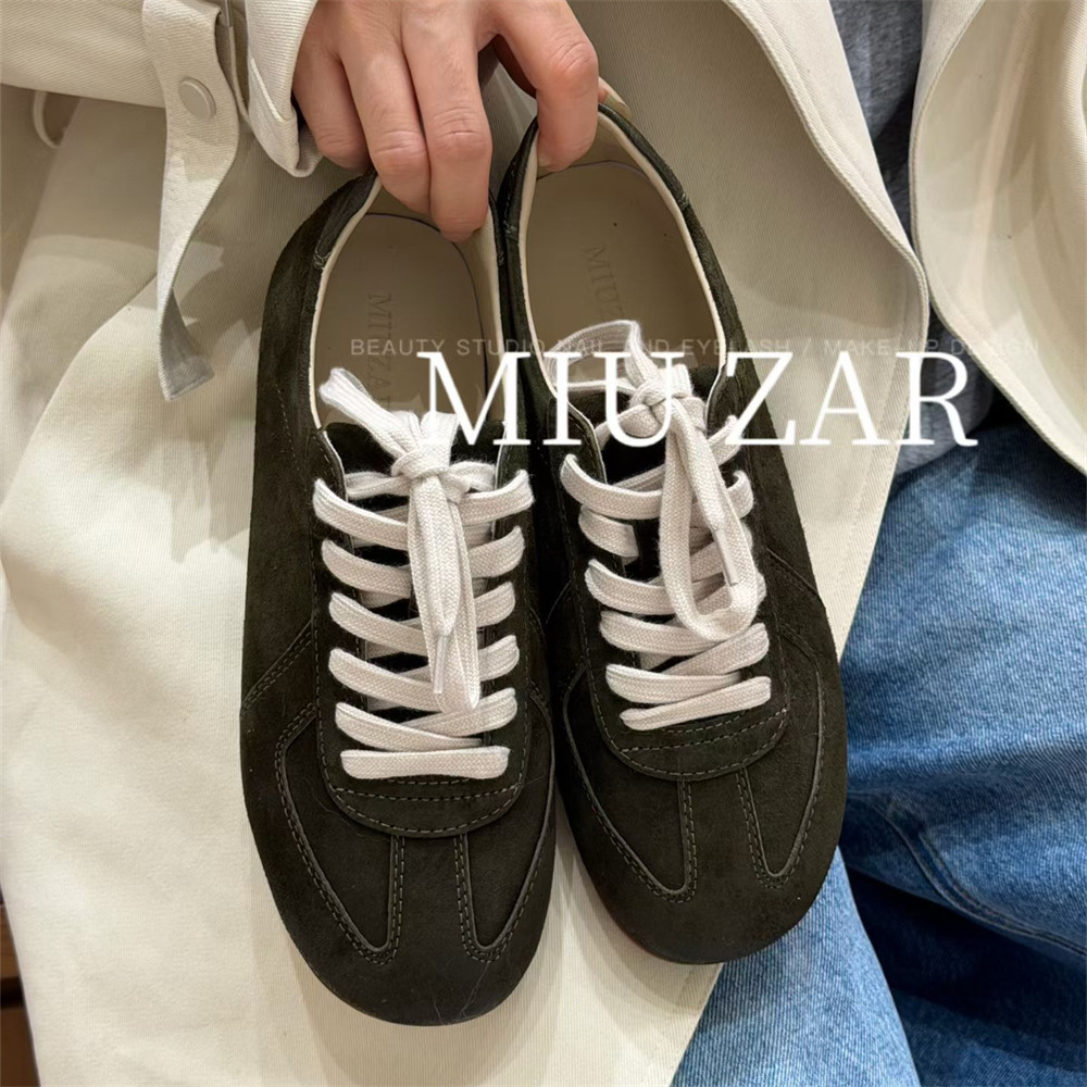 妙莎MIUZAR女鞋2026秋季新款德训鞋休闲慢跑鞋猄皮运动鞋轻便百搭