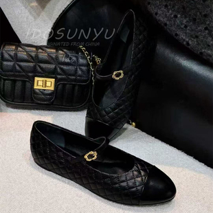 ido女鞋2026春季新款玛丽珍瓢鞋小香风圆头平底真皮单鞋一字带