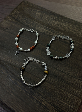 小心袖口 Vintage中古原创天然贝母拼接手工手链男女小众简约配饰