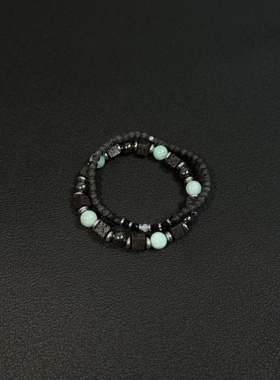 小心袖口 绿野仙踪绿松石手链火山石黑曜石小众设计高级手串配饰