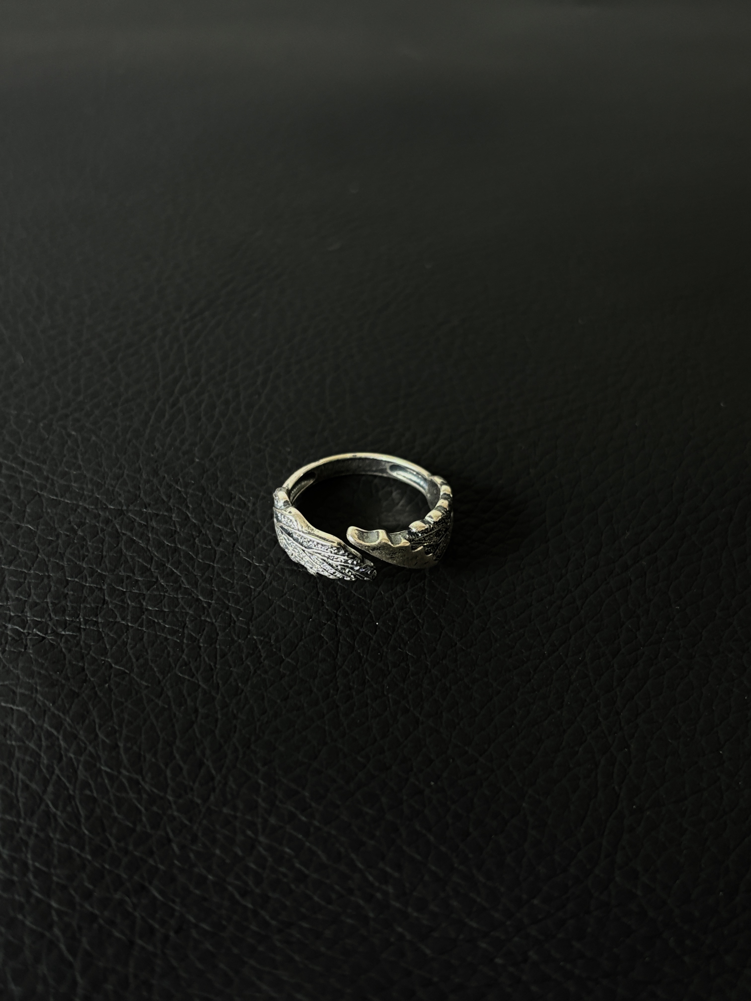 小心袖口 Vintage中古天使翅膀戒指复古小众设计感活口男女指环