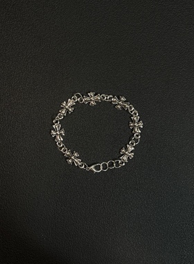 小心袖口 cleanfit中古美式复古十字架手链小众设计朋克做旧手饰