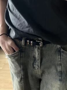 [小心袖口]cleanfit复古简约Our Legacy风格黑色百搭通勤金属皮带