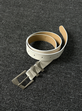 小心袖口 Vintage中古不规则朋克合金扣皮带白色百搭小众黑色腰带