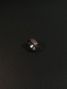 中古黑红中式 小心袖 九字真言 原创 戒指小众暗黑男女指环配饰 口