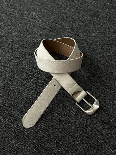 小心袖口 Vintage中古简约金属扣腰带百搭日常通勤窄版麂皮皮带