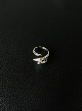 小心袖口 Vintage龙骨凤尾中古戒指复古金属小众暗黑指环男女配饰