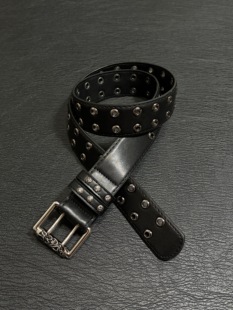 小心袖口 Vintage中古双排扣铆钉腰带朋克y2k哥特暗黑男女皮带