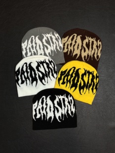 复古街头提花冷帽小众男女同款 小心袖 原创美式 25AW 秋冬针织帽 口