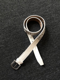 小心袖 Vintage中古铆钉白色皮带腰带排扣西部朋克摇滚男女配饰 口