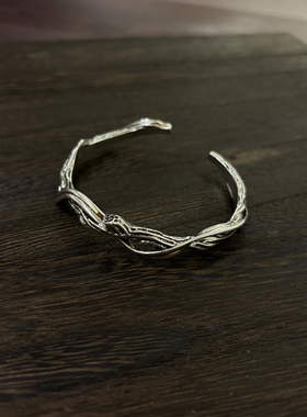 小心袖口 25AW Vintage中古浮木雕纹手镯寂侘男女小众高级感手环