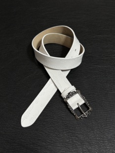 小心袖 Vintage中古真皮宫廷雕花针扣腰带小众简约日常通勤皮带 口
