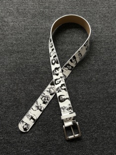 复古手绘人像皮带嘻哈涂鸦日常腰带男女配饰 原创美式 小心袖 口