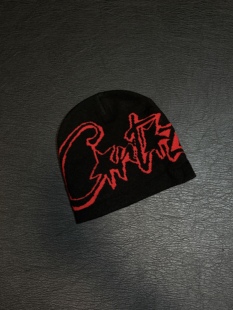 复古街头黑红冷帽男女同款 小心袖 原创美式 25AW 保暖御寒针织帽 口