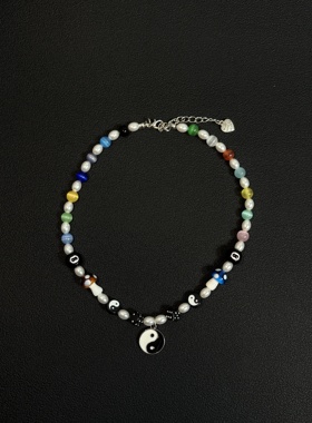 小心袖口 cleanfit美式复古项链小众亚克力骰子彩色拼接百搭配饰