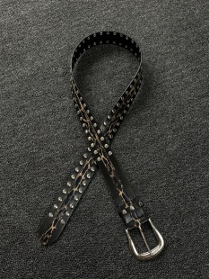 小心袖 Vintage中古原创铆钉豹纹皮带小众设计朋克摇滚男女配饰 口