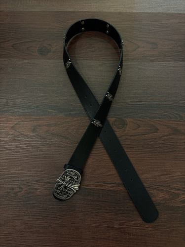 小心袖口 Vintage中古十字架铆钉皮带男女朋克摇滚小众设计腰带