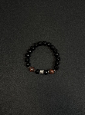 小心袖口 cleanfit原创十八籽菩提手串黑曜石手链复古小众串珠