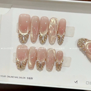 【金箔香奈】手工穿戴甲金色爆闪猫眼温柔显白轻奢温柔猫眼美甲贴