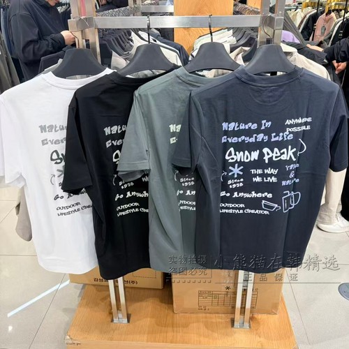 Snowpeak雪峰专柜正品春夏新款字母涂鸦情侣款短袖T恤S26MUFTS30