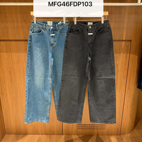 韩国Marithe正品秋冬新款百搭休闲阔腿牛仔裤女款MFG46FDP103