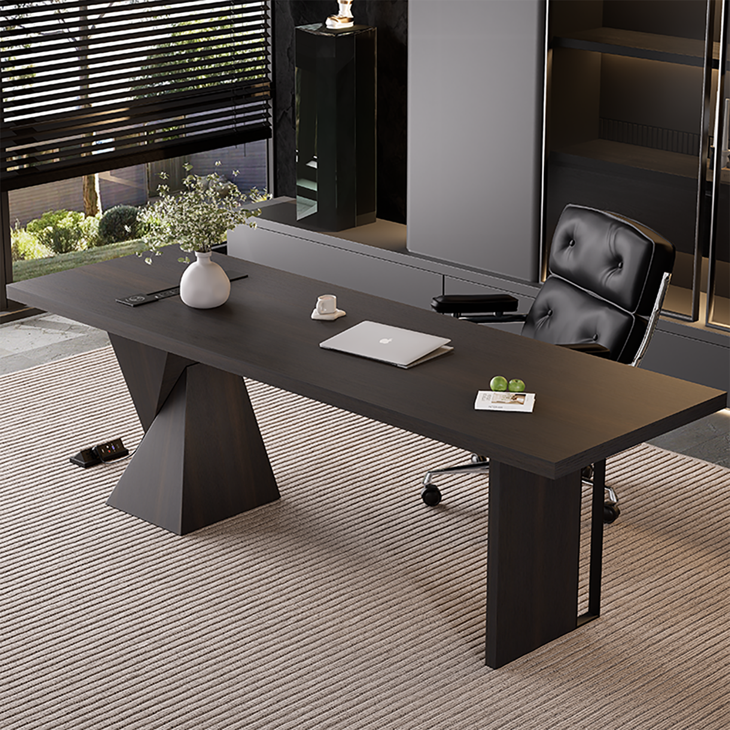 慕谷设计感烟熏木意式极简书桌