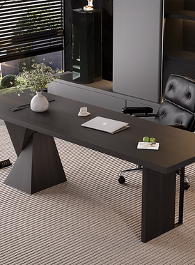 意式极简书桌实木成人家用双人轻奢现代客厅小户型长工作台电脑桌