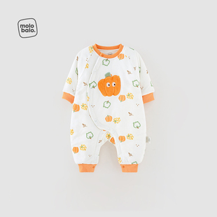 【暖冬夹棉】麦拉贝拉婴儿保暖连体衣冬季外出服男女宝宝哈衣
