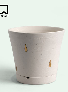 常品描金雨滴陶瓷套盆室内热植