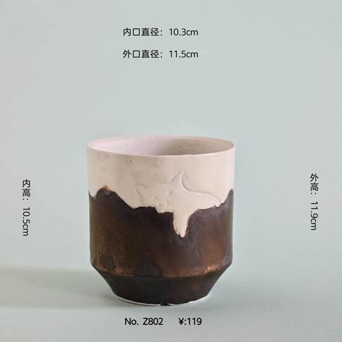 直播孤品 Z802 金属釉慵懒猫 内口10.3cm 内高10.5cm