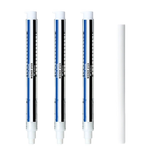 日本Tombow蜻蜓mono笔式橡皮经典蓝白条自动铅笔按动绘图素描2b橡皮擦可换替芯美术高光2比不易留痕4b干净