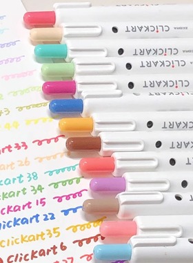 日本zebra斑马按动水彩笔clickart水性彩色小学生美术画画用可水洗便携彩笔记号笔专划重点手帐绘画笔荧光笔