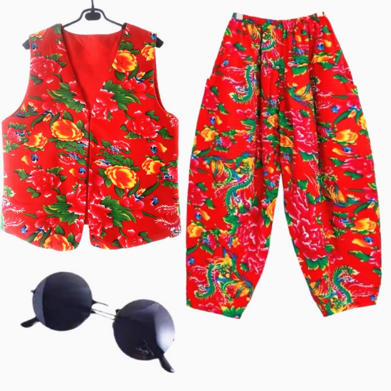 叫一声二奶奶从小卖蒸馍同款舞蹈服东北大花布马甲灯笼裤表演服装,女装/女士精品,民族服装/舞台装,淘宝优惠券,粉丝福利购,淘宝优惠卷