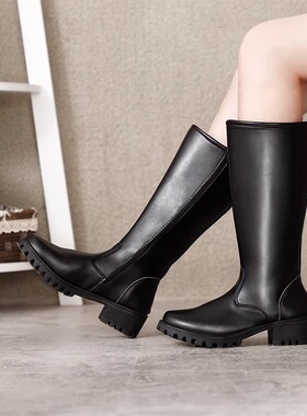 男女皮靴男鞋COSPLAY动漫游戏骑马靴仪仗队长靴马丁靴子加棉高筒