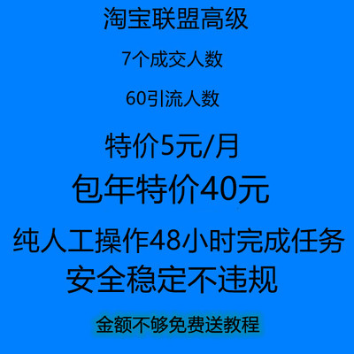 淘宝联盟升级高佣高级淘客1000金额60人数点击7成交安全稳定