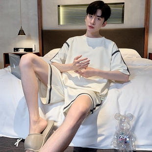 睡衣男士夏季莫代尔短袖薄款夏款青少年男生可外穿家居服套装夏天