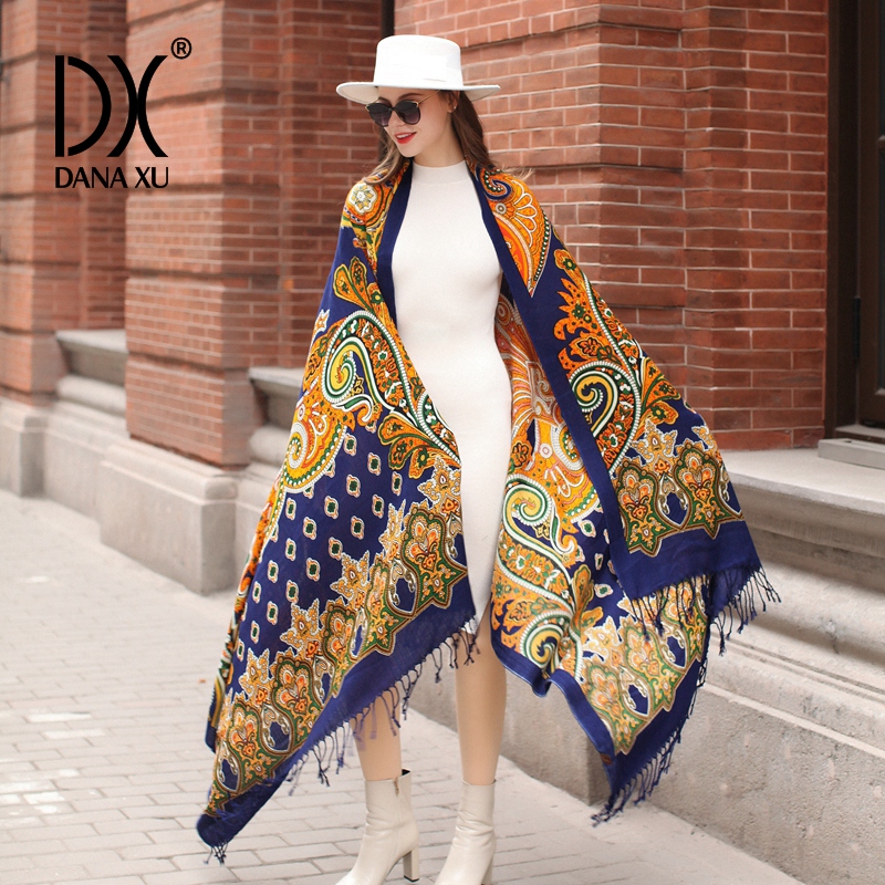 羊毛围巾女秋冬季民族风百搭披肩