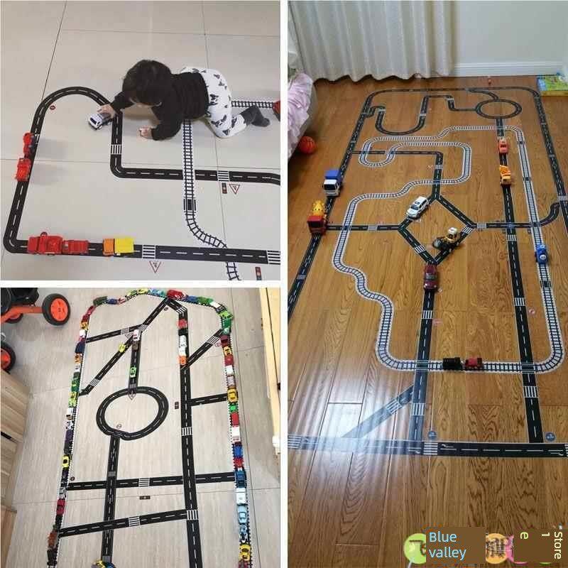 儿童手工贴纸胶带diy公路马路轨道路玩具车模型停车场景交通标志