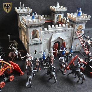 儿童玩具 中世纪城堡古代士兵人军事打仗小人拼装火柴人模型套装