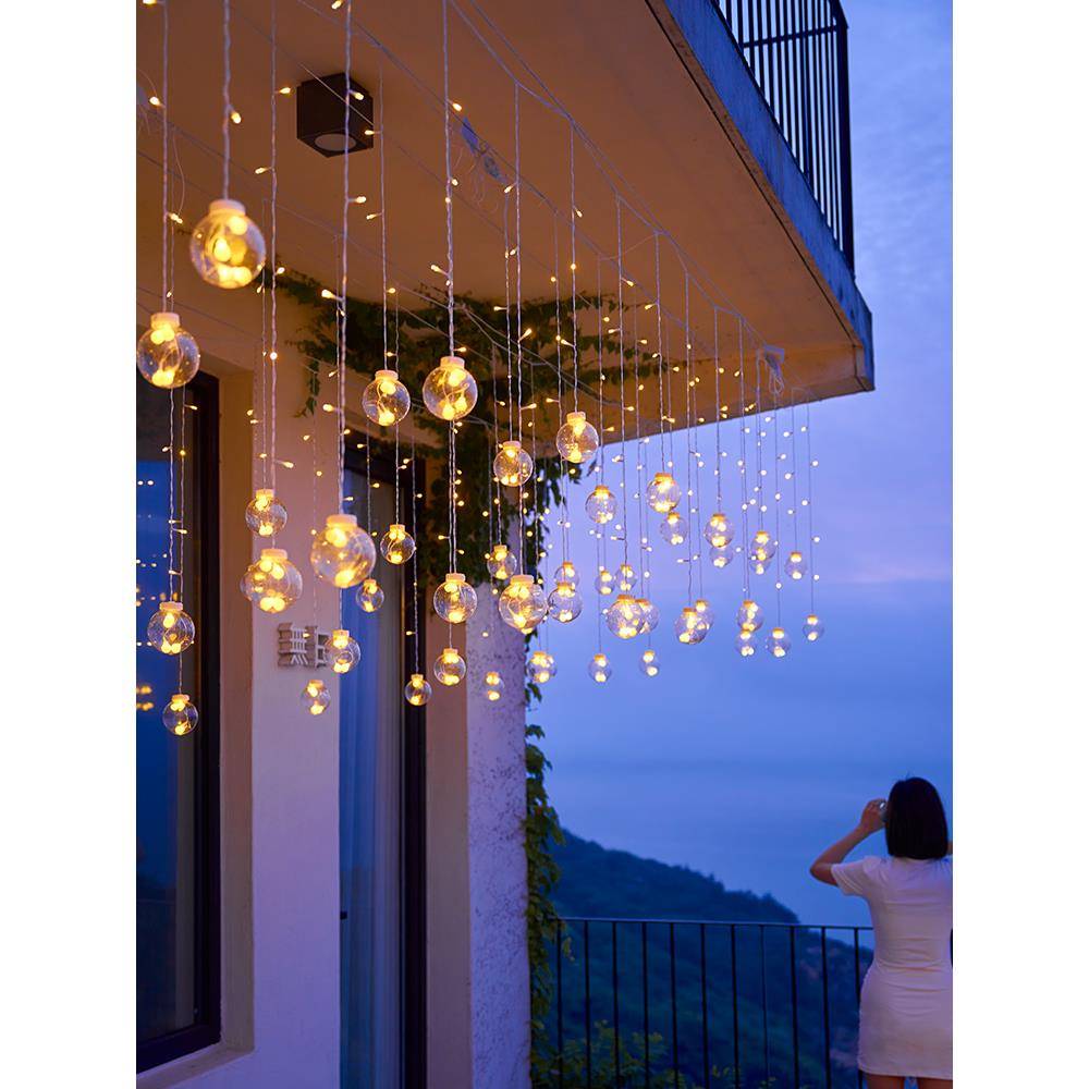 圣诞星星灯太阳能灯串许愿球防水户外庭院花园阳台景观装饰氛围灯