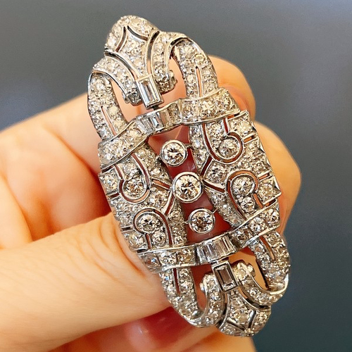 artdeco时期，钻石胸针，西洋古董珠宝首饰，钻石6ct左右