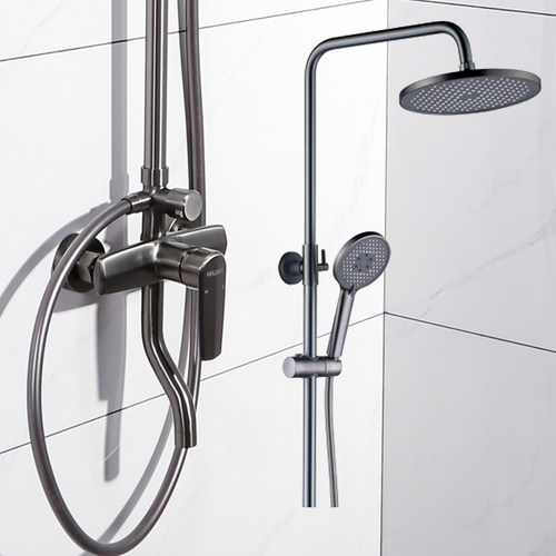 枪灰色全铜主体壁挂式淋浴花洒