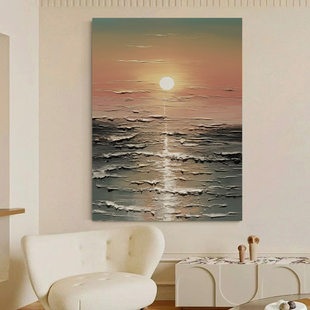 SYMT.ART手绘油画《霞光万道》客厅背景墙现代简约挂画玄关抽象画