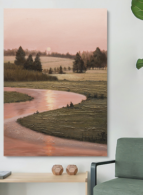 SYMT.ART手绘油画《游园会》侘寂风装饰画客厅挂画抽象壁画样板间